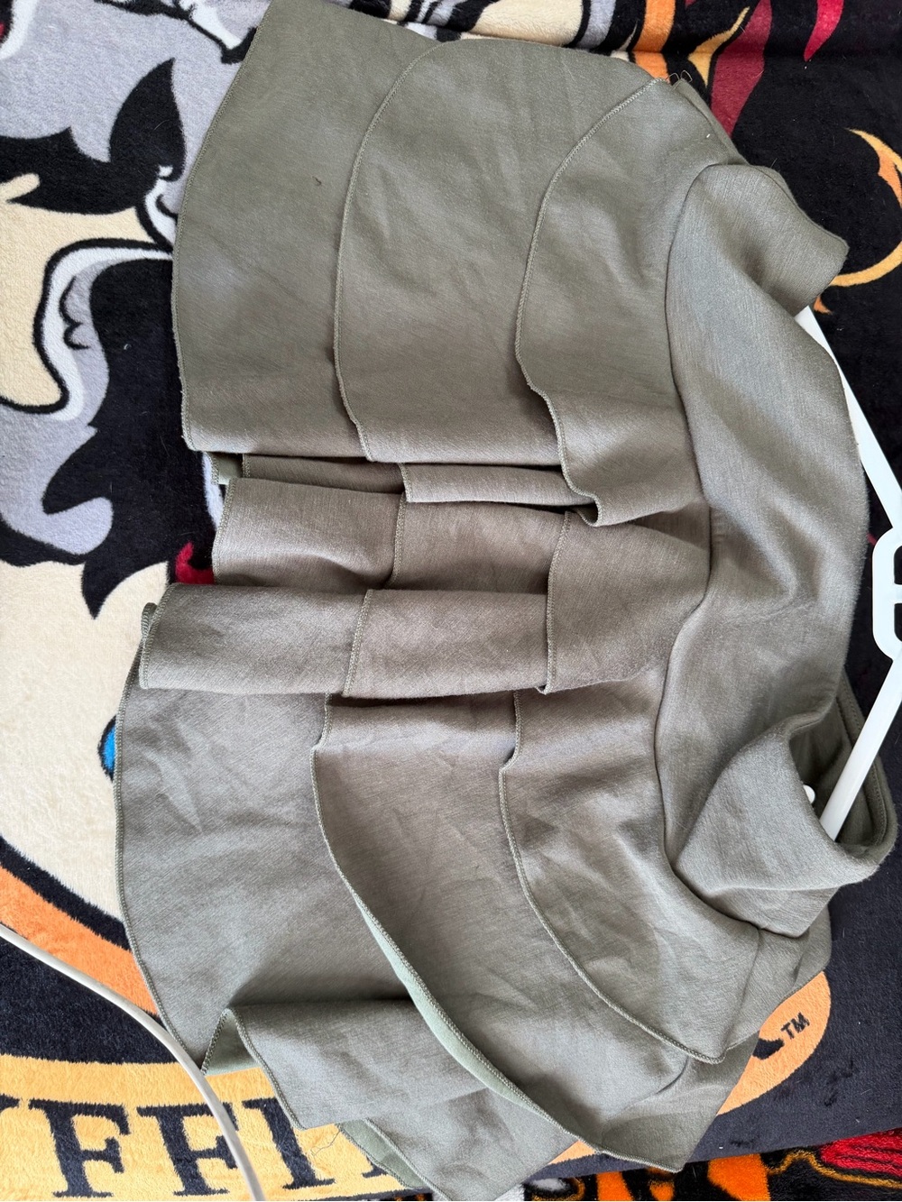 Womens Olive Green Layered Casual Skorts